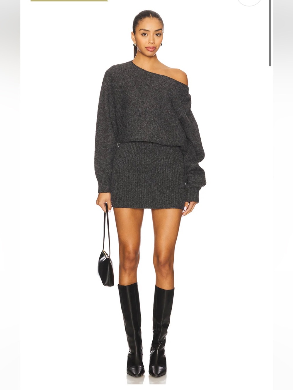 SHORE SWEATER MINI DRESS IN CHARCOAL